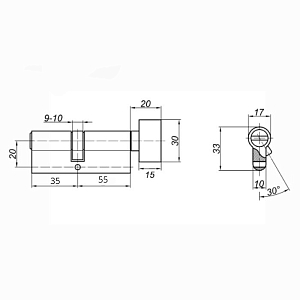 Стандарт  Цилиндровый механизм F-02 90 (30Вх10х50) CР 5 кл. (хром) перфо ключ/вертушка #235589